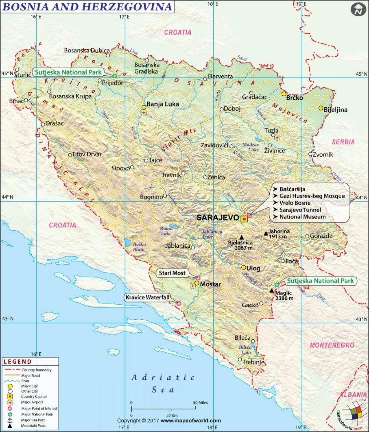 Peta dari negara Bosnia