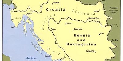 Peta dari Bosnia dan Herzegovina dan negara-negara sekitarnya